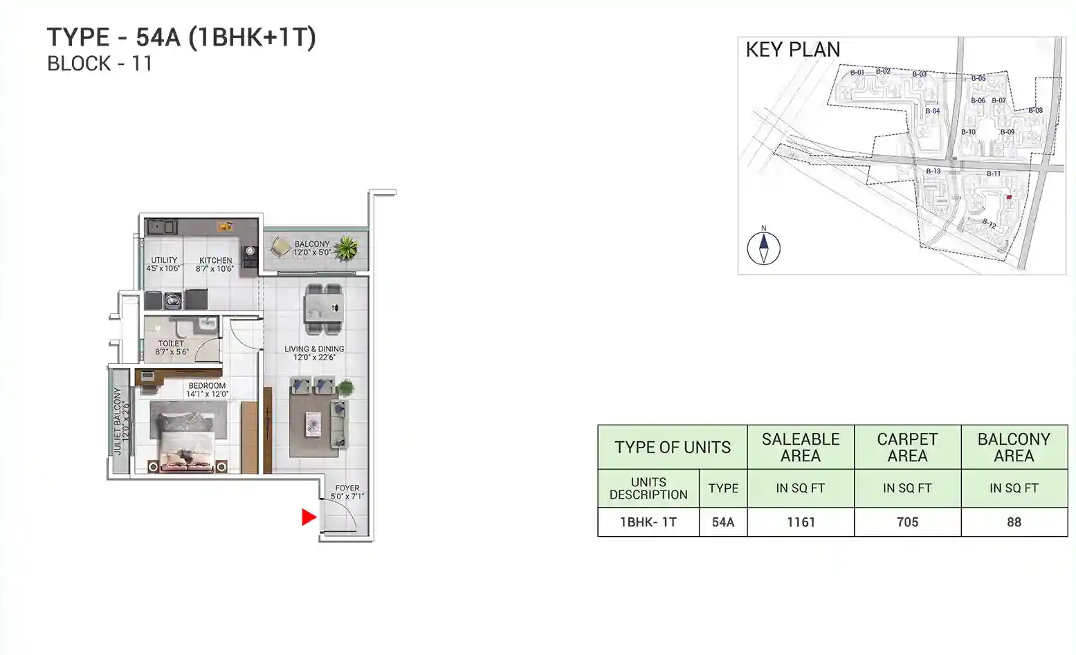 2 BHK Floor Plan - Sattva City
